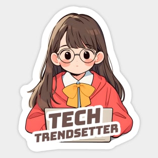 Cartoon girl with laptop Sticker